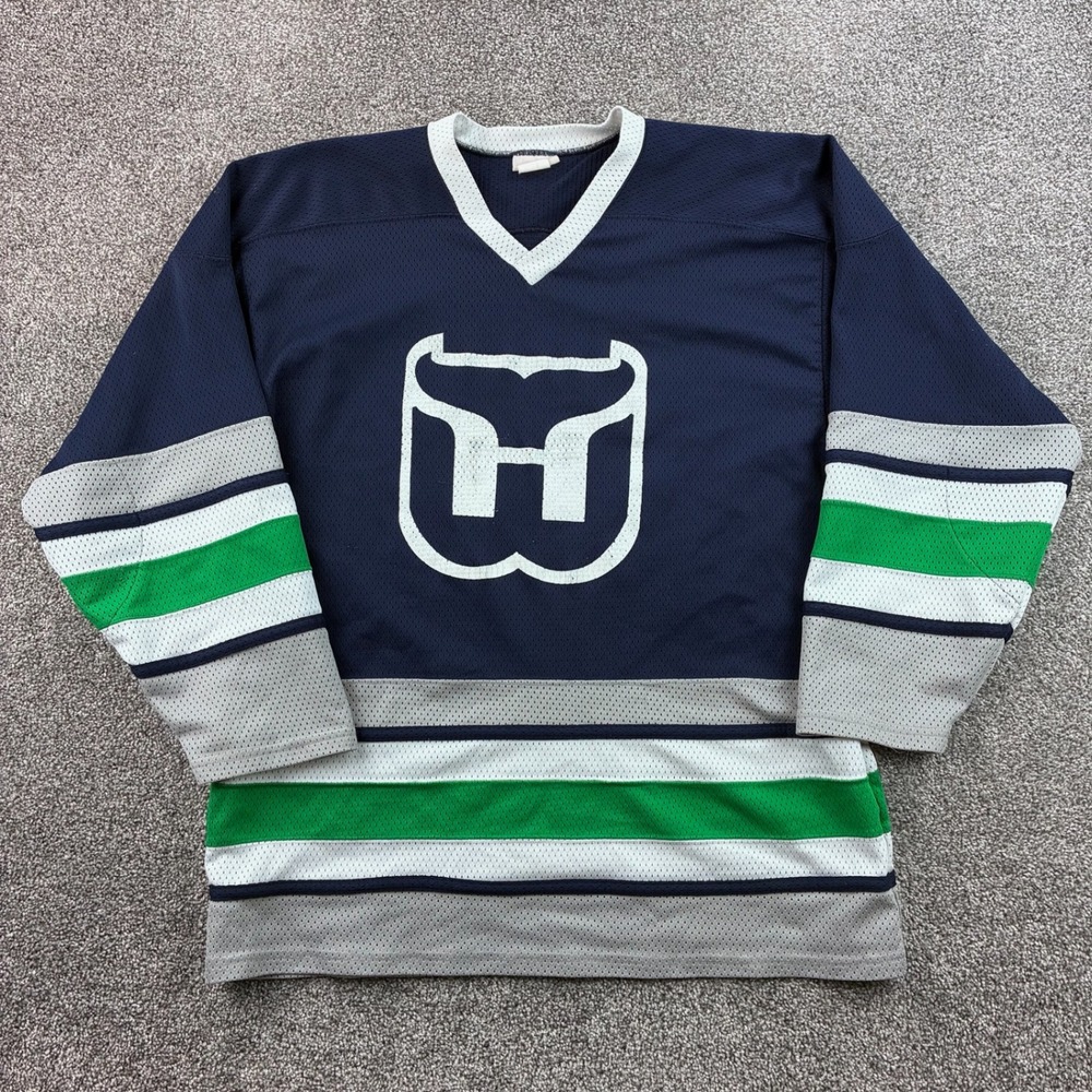 Vintage Hartford Whalers Hockey Jersey Mens XL Blue Mesh NHL Throwback #12